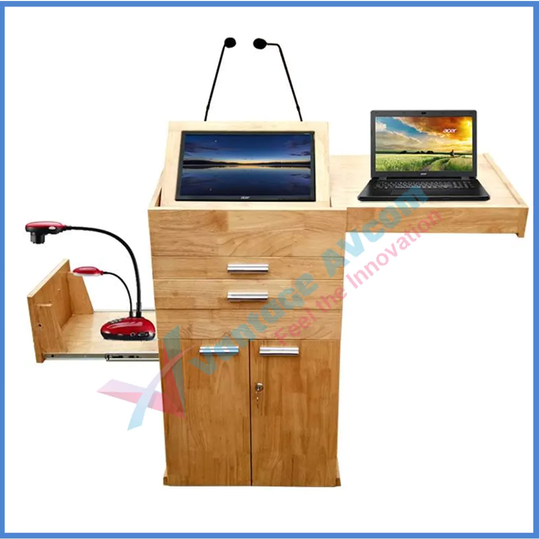 wooden digital podium